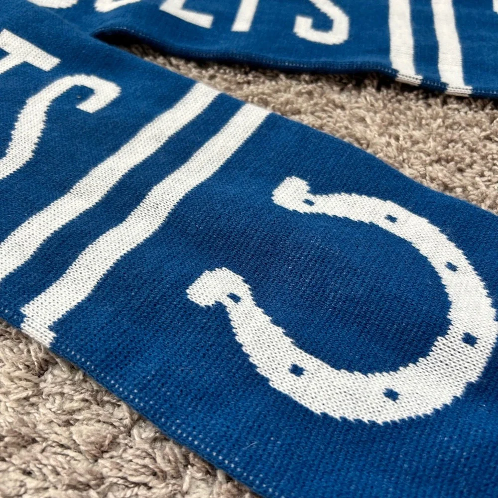 Indianapolis Colts NFL Knit Scarf Blue White Horseshoe Logo Fan Gear 60 Inch